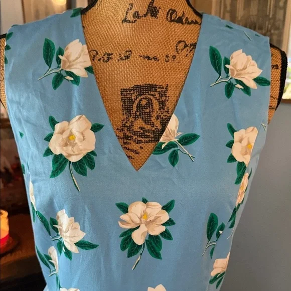 Draper James Blue and White Floral Magnolia Love Circle Fit and Flare Dress - Picture 3 of 15